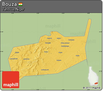 Savanna Style Map of Bouza, single color outside
