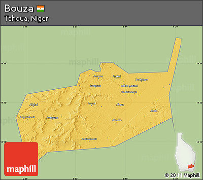 Savanna Style Map of Bouza, single color outside