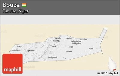 Classic Style Panoramic Map of Bouza, single color outside