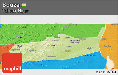 Physical Panoramic Map of Bouza, political outside