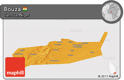Political Panoramic Map of Bouza, cropped outside