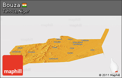 Political Panoramic Map of Bouza, cropped outside