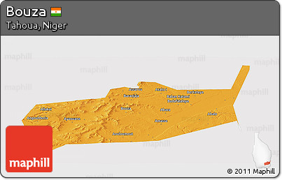 Political Panoramic Map of Bouza, cropped outside