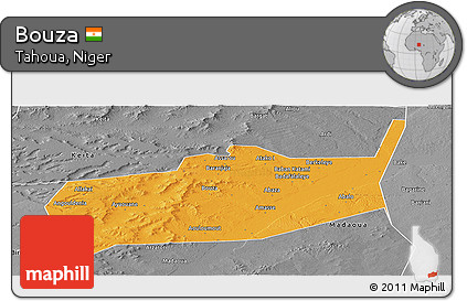 Political Panoramic Map of Bouza, desaturated