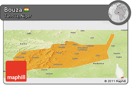 Political Panoramic Map of Bouza, physical outside
