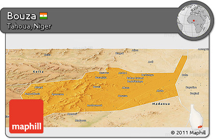 Political Panoramic Map of Bouza, satellite outside