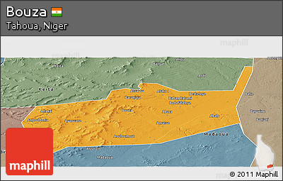 Political Panoramic Map of Bouza, semi-desaturated