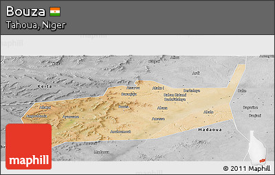 Satellite Panoramic Map of Bouza, desaturated