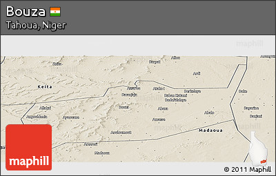 Shaded Relief Panoramic Map of Bouza