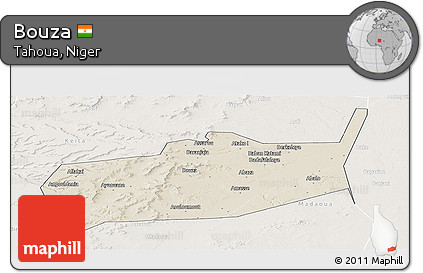 Shaded Relief Panoramic Map of Bouza, lighten