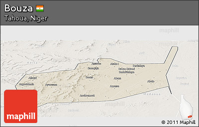 Shaded Relief Panoramic Map of Bouza, lighten