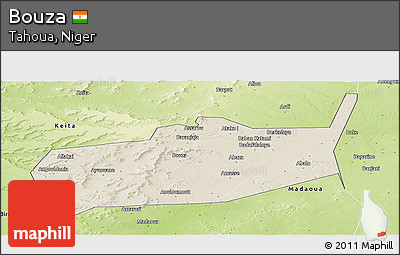 Shaded Relief Panoramic Map of Bouza, physical outside