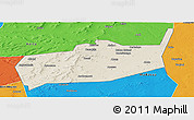 Shaded Relief Panoramic Map of Bouza, political outside