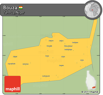 Savanna Style Simple Map of Bouza, single color outside