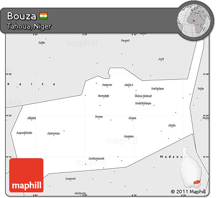 Silver Style Simple Map of Bouza