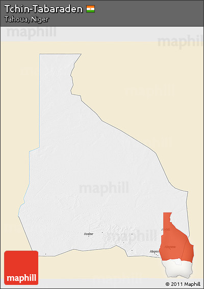 Classic Style 3D Map of Tchin-Tabaraden, single color outside