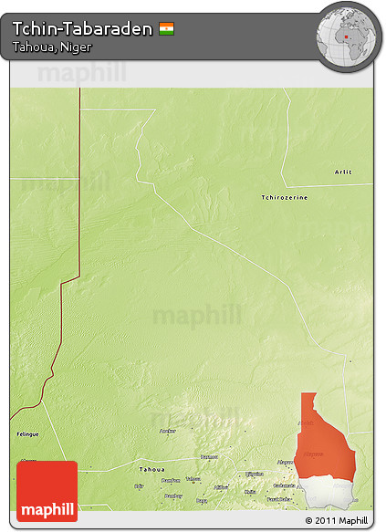 Physical 3D Map of Tchin-Tabaraden