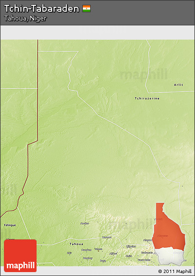 Physical 3D Map of Tchin-Tabaraden