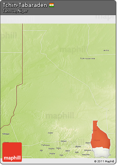 Physical 3D Map of Tchin-Tabaraden