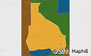 Political 3D Map of Tchin-Tabaraden, darken