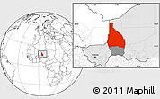 Blank Location Map of Tchin-Tabaraden, highlighted country, highlighted parent region