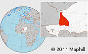 Gray Location Map of Tchin-Tabaraden, highlighted country