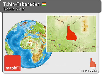 Physical Location Map of Tchin-Tabaraden