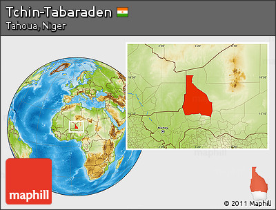 Physical Location Map of Tchin-Tabaraden
