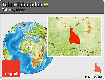 Physical Location Map of Tchin-Tabaraden