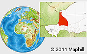 Physical Location Map of Tchin-Tabaraden, highlighted country