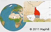 Satellite Location Map of Tchin-Tabaraden, highlighted country, highlighted parent region