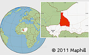 Savanna Style Location Map of Tchin-Tabaraden, highlighted country