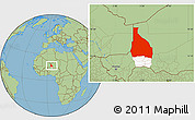 Savanna Style Location Map of Tchin-Tabaraden, highlighted parent region