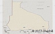 Shaded Relief Panoramic Map of Tchin-Tabaraden, semi-desaturated