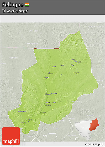 Physical 3D Map of Felingue, lighten, semi-desaturated