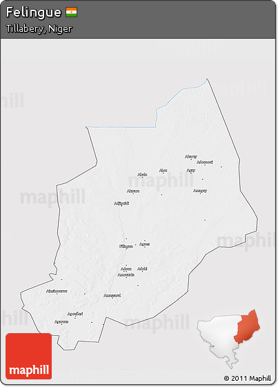 Silver Style 3D Map of Felingue, single color outside