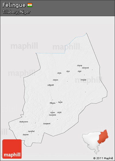 Silver Style 3D Map of Felingue, single color outside