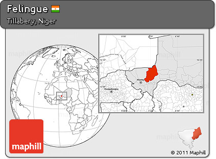 Blank Location Map of Felingue, highlighted country