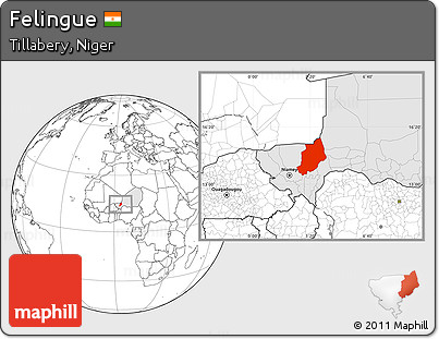 Blank Location Map of Felingue, highlighted country