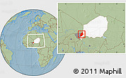 Savanna Style Location Map of Felingue, highlighted country, highlighted parent region, within the entire country, hill shading