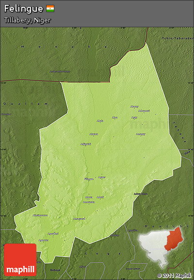 Physical Map of Felingue, darken