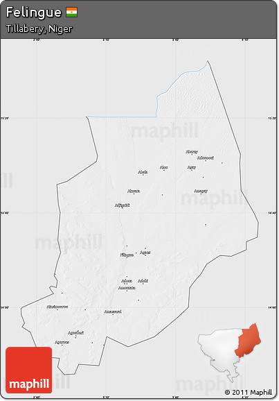 Silver Style Map of Felingue, single color outside