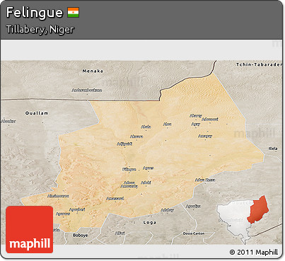 Satellite Panoramic Map of Felingue, semi-desaturated