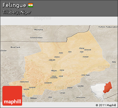 Satellite Panoramic Map of Felingue, semi-desaturated