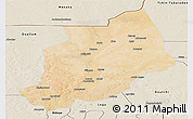 Satellite Panoramic Map of Felingue, shaded relief outside