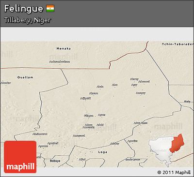 Shaded Relief Panoramic Map of Felingue