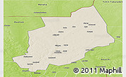 Shaded Relief Panoramic Map of Felingue, physical outside
