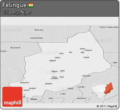 Silver Style Panoramic Map of Felingue