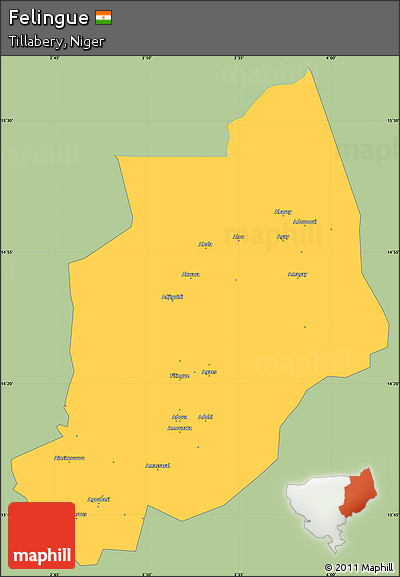 Savanna Style Simple Map of Felingue, single color outside