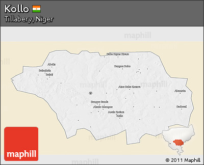 Classic Style 3D Map of Kollo, single color outside